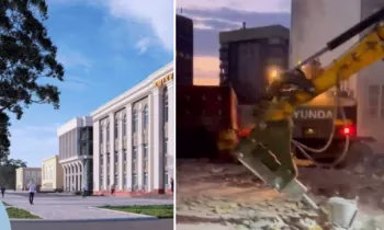 В центре Бишкека снесен пункт обмена валюты